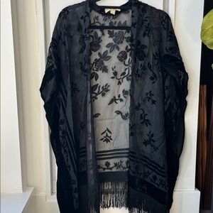 Staring at Stars Black Sheer Floral Kimono